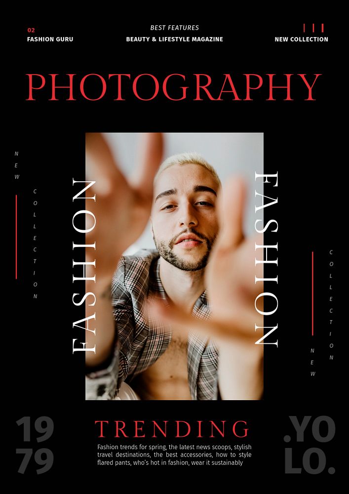 Fashion photography editable poster template, online magazine