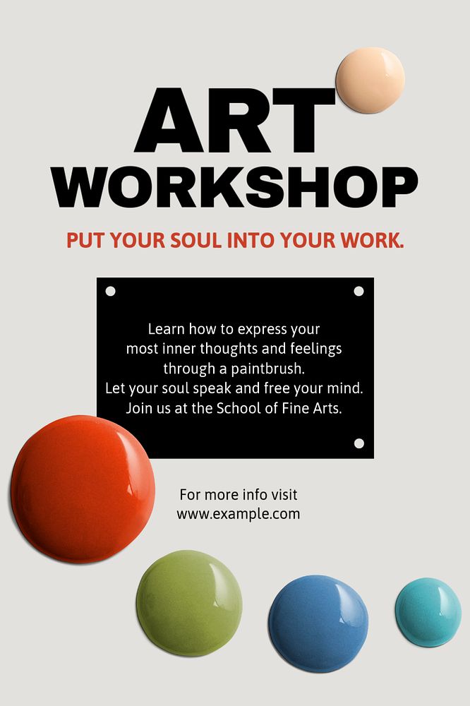 Art workshop Pinterest pin template, editable abstract color paint design