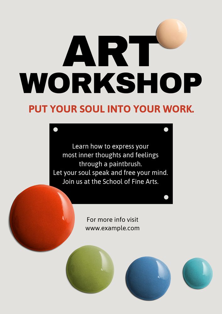 Art studio poster template, editable abstract color paint design