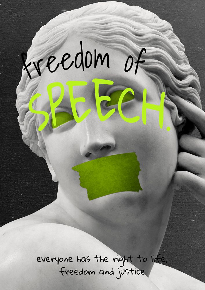 Freedom of speech poster template, editable design