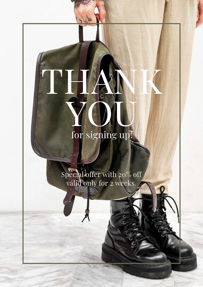 Thank you poster template, editable text