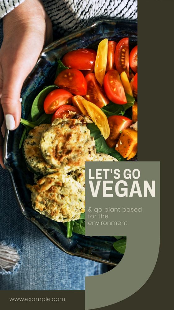 Vegan food  Instagram story template, editable design for social media