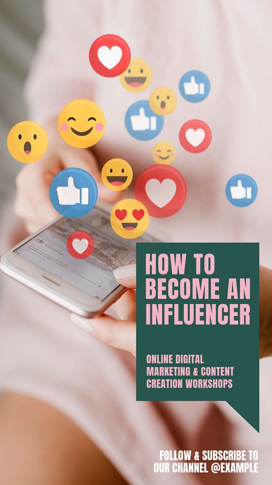 Become an influencer Instagram story template, editable design for social media