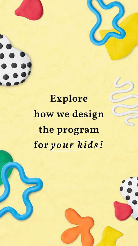 Kids education Facebook story template, editable abstract plasticine clay design