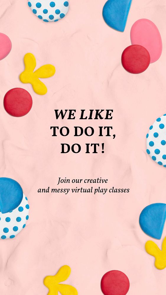 Kids class Facebook story template, editable abstract plasticine clay design