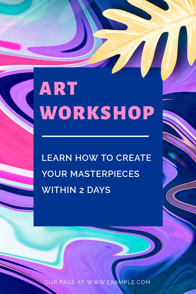 Art workshop Pinterest pin template, colorful fluid art