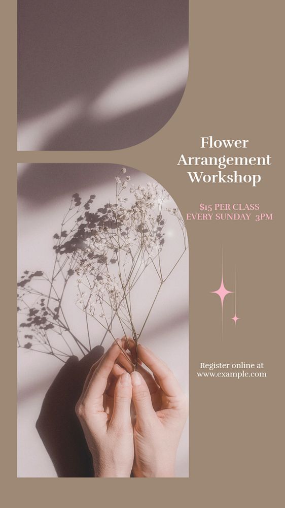 Flower arrangement workshop Instagram story template, editable design