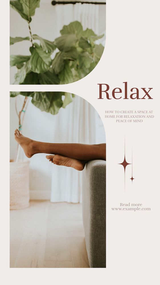 Relax at home Instagram story template, editable design