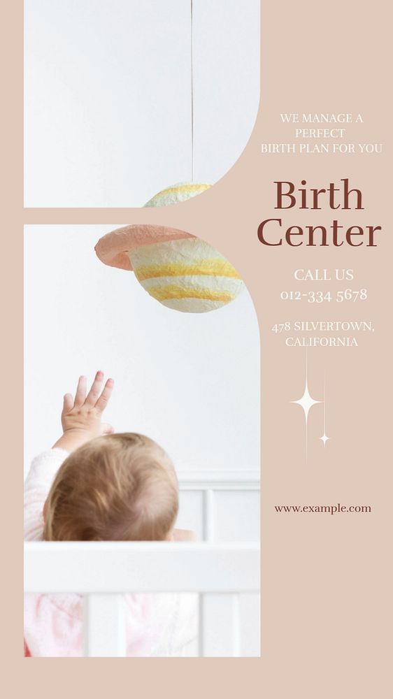 Birth center Instagram story template, editable design