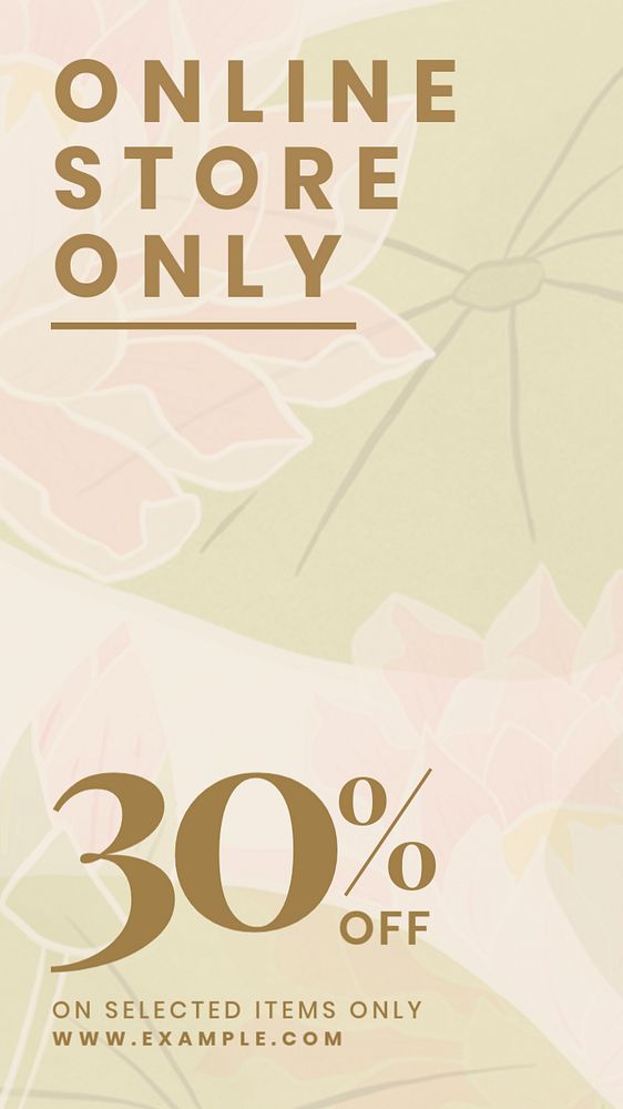 30% off Instagram story template, editable floral design