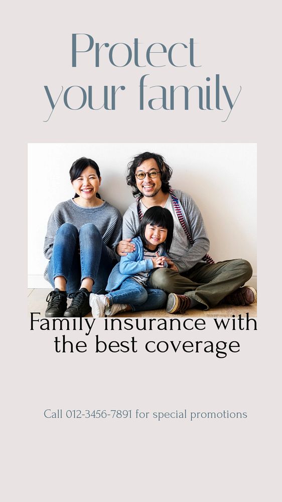 Family insurance Instagram story template, editable design