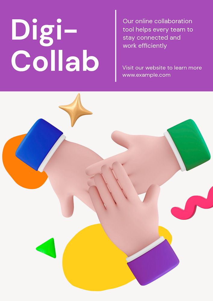 Online collaboration  poster template, editable business design 