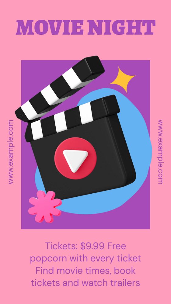 Movie night Pinterest pin template, editable business design