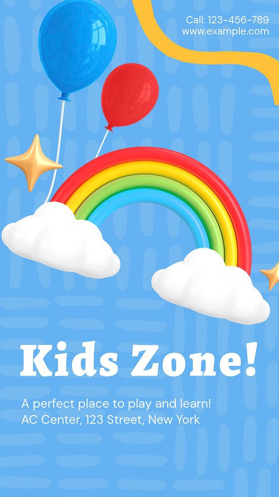 Kids zone Pinterest pin template, editable business design