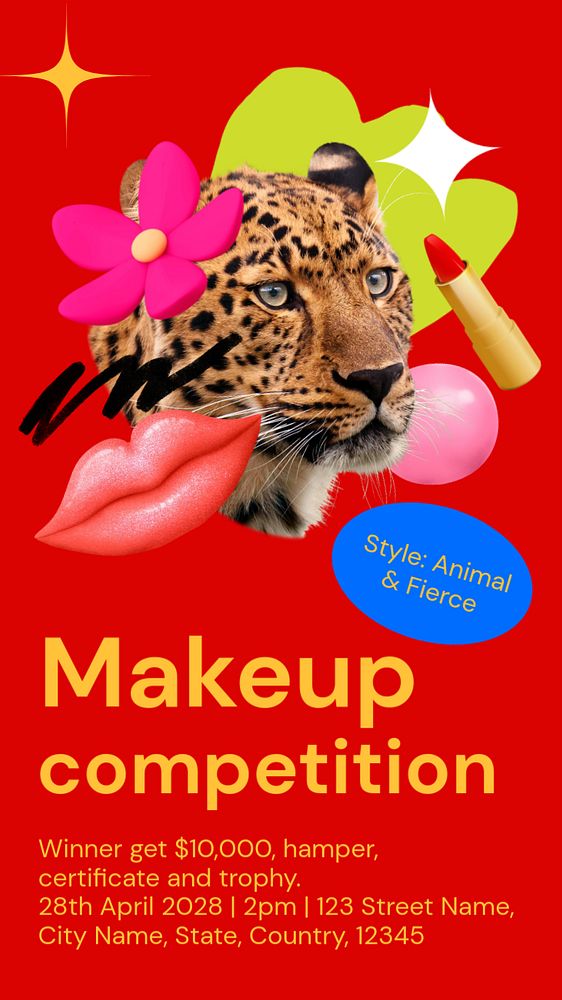 Makeup competition Pinterest pin template, editable business design