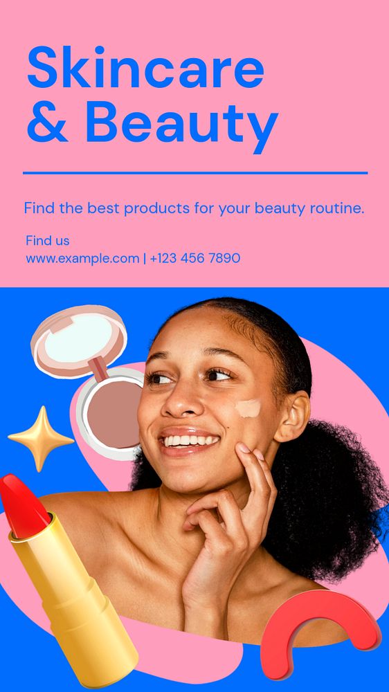 Skincare routine  Instagram story template, editable business design