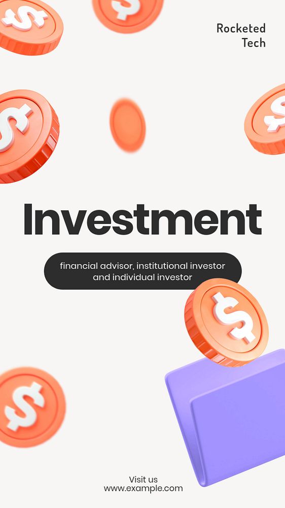 3D investment Facebook story template, editable money design