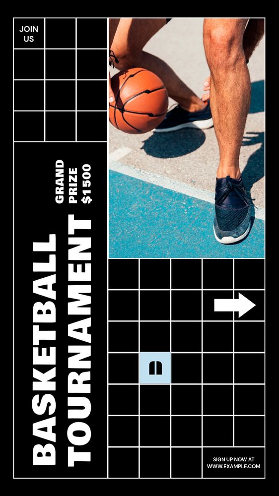 Basketball tournament  Instagram story template, editable design for social media