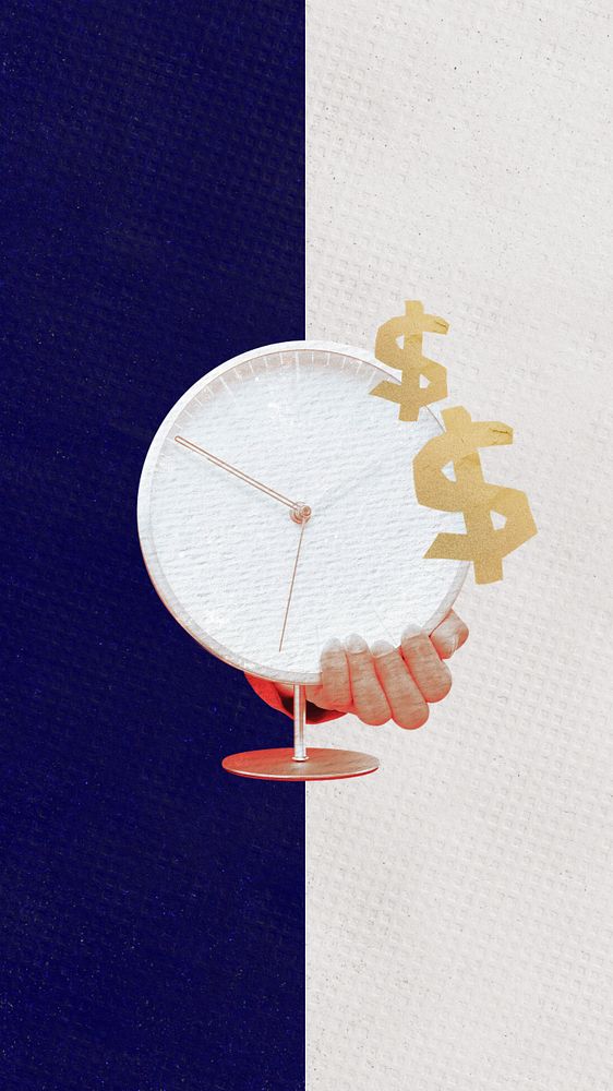 Clock and money  instagram and social media story design wallpaper 