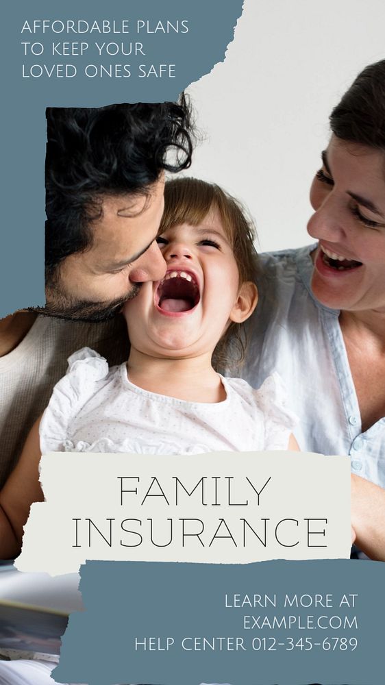 Family insurance Instagram story template, editable design