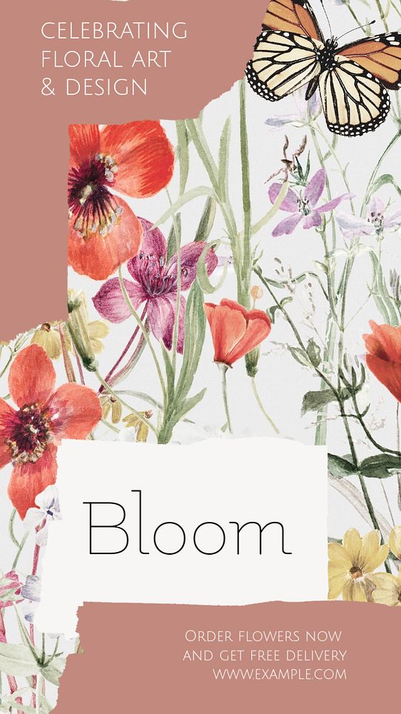 Florist ads Instagram story template, editable design