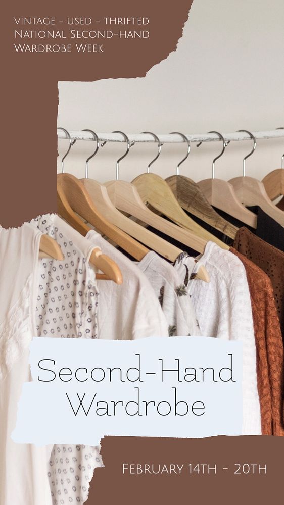 Secondhand wardrobe Instagram story template, editable design