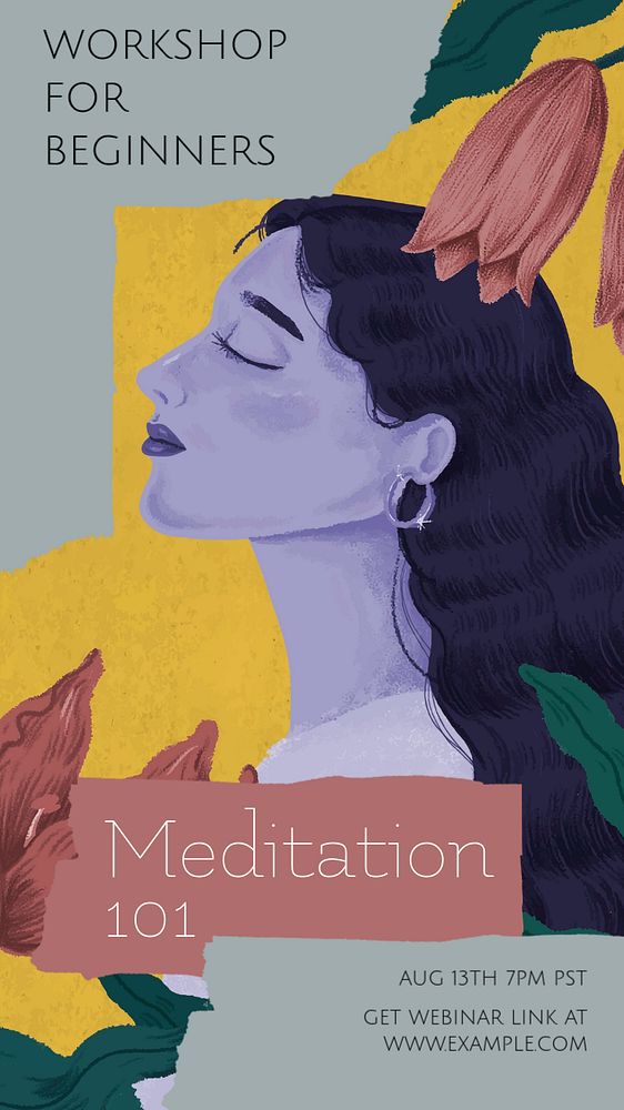 Meditation webinar Instagram story template, editable design