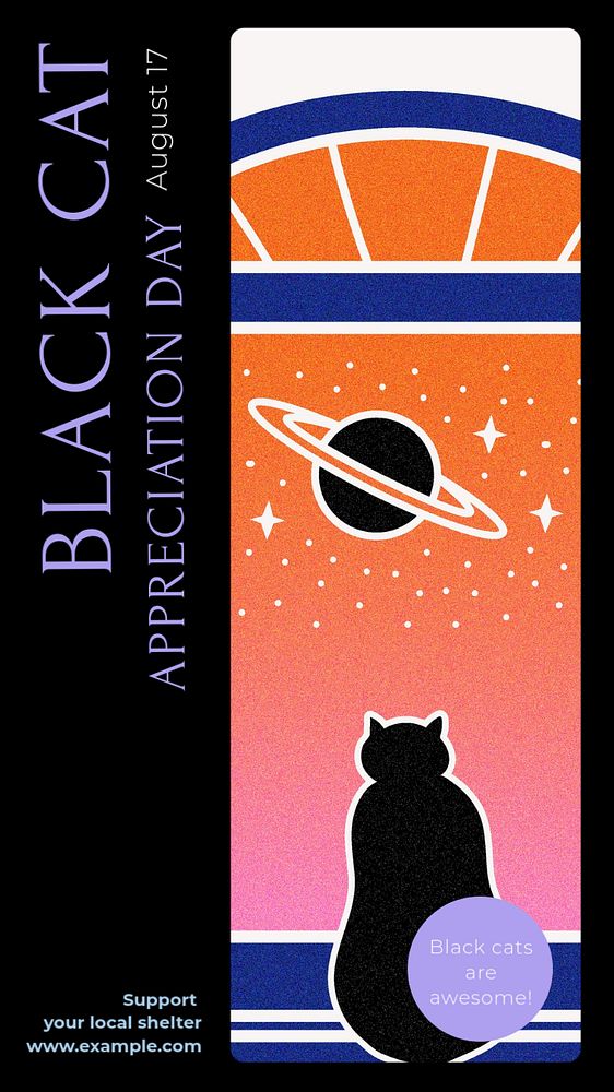 Black cat Instagram story template, editable design