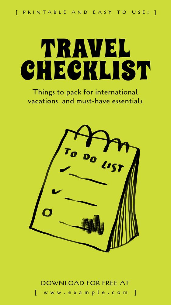 Travel checklist Instagram story template, editable design