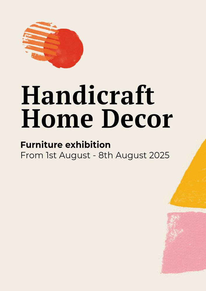 Handicraft furniture exhibition poster template, editable paint stamp