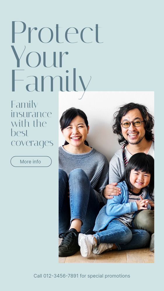 Family insurance Instagram story template, editable design