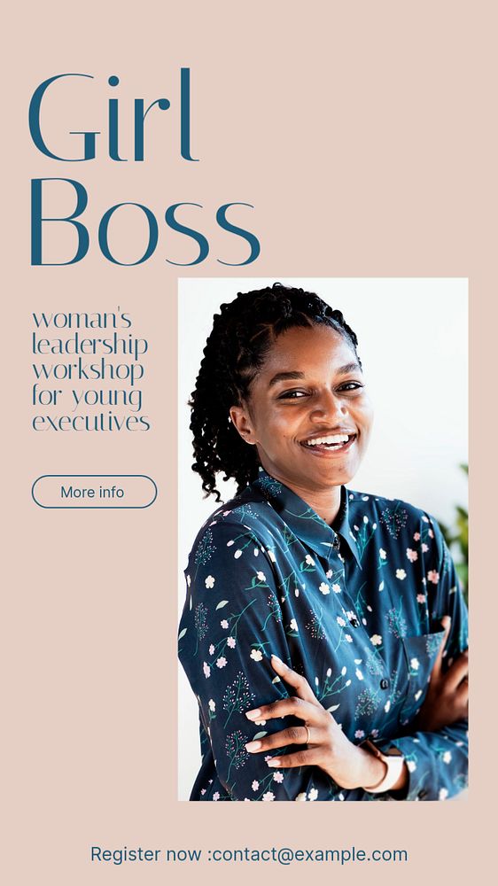 Woman's leadership workshop Instagram story template, editable design