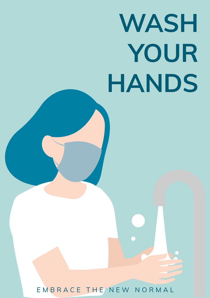 Wash hands editable poster template