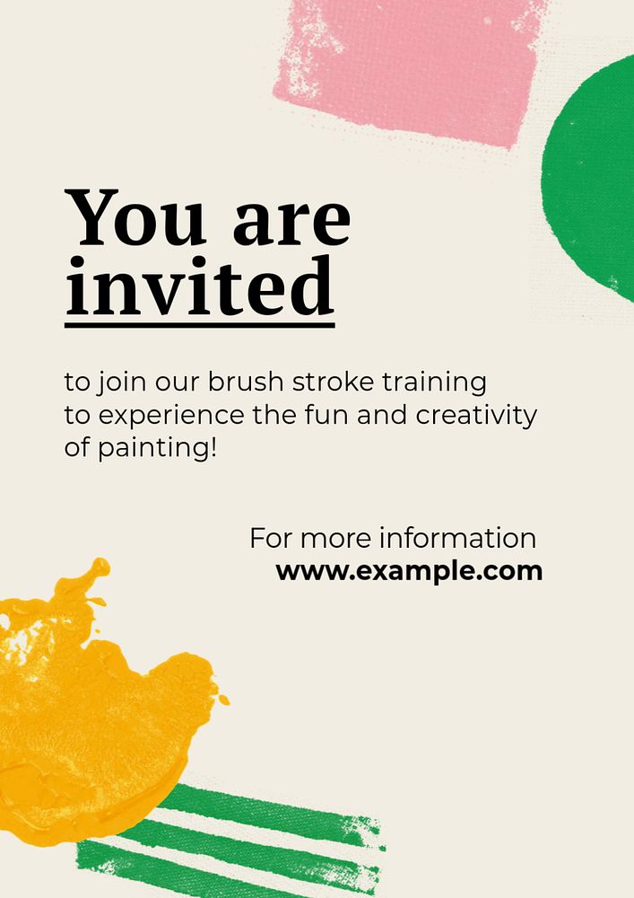 Art workshop poster template with paint stamp theme