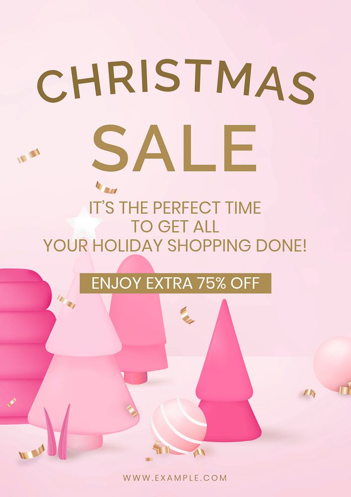 Christmas sale poster template, editable online shopping design