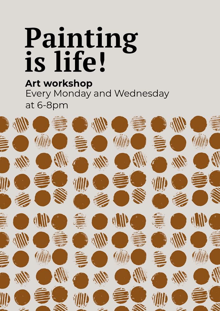 Art workshop poster template, editable block print design