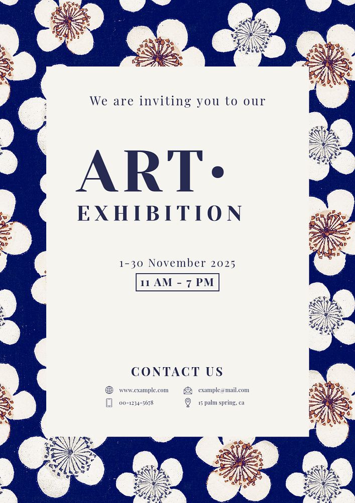 Art exhibition editable poster template, Japanese design