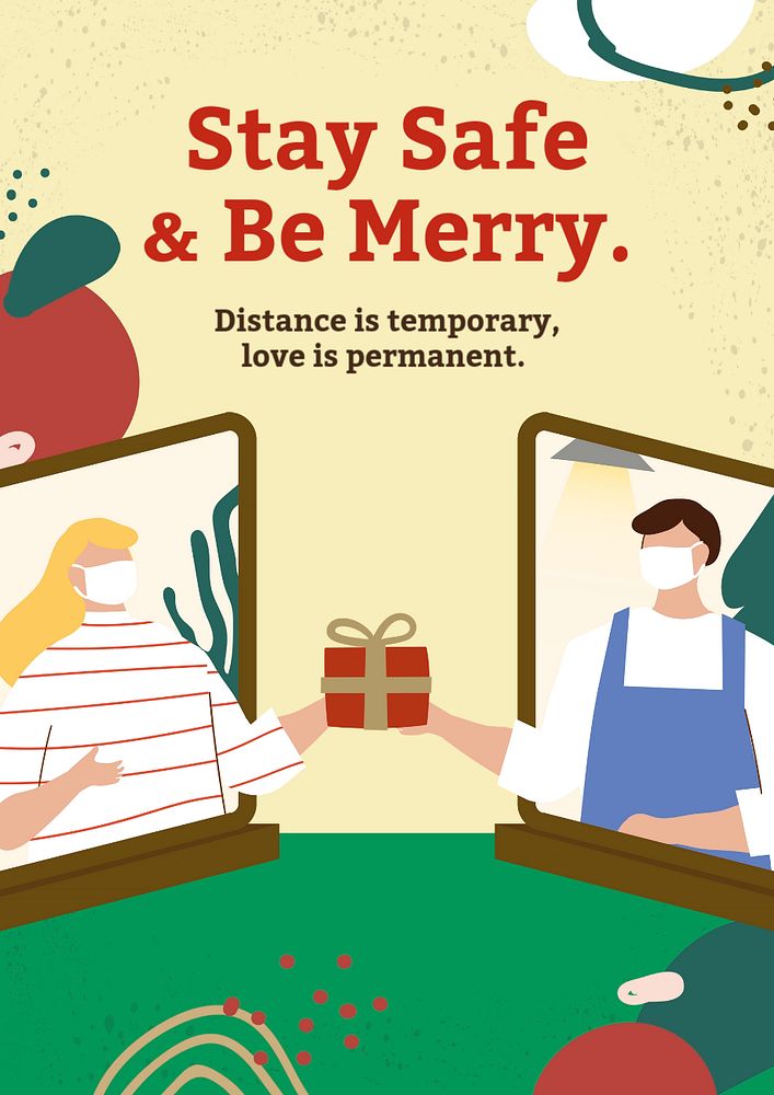 Stay safe Christmas poster template