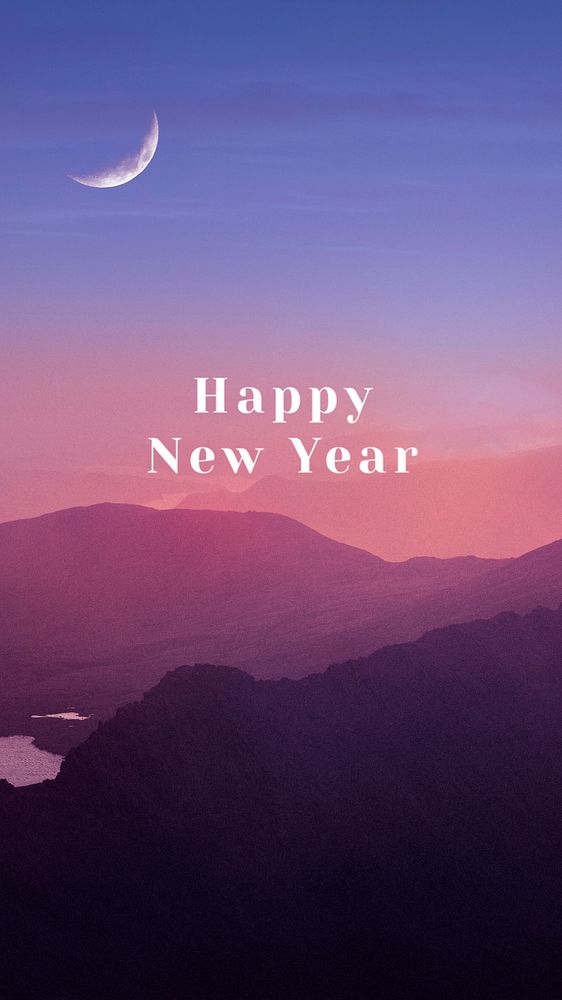 Aesthetic new year Facebook  story template, editable design