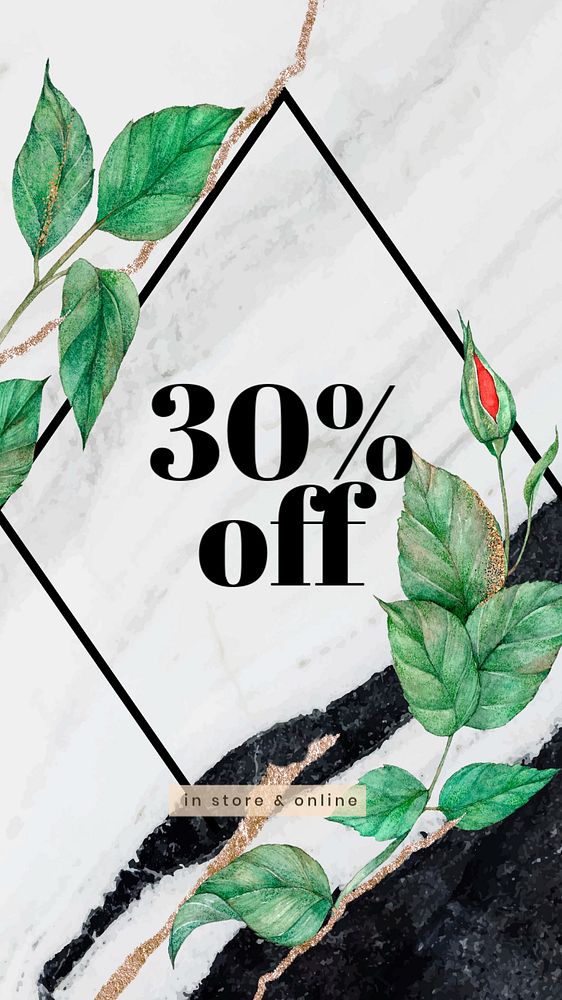 Botanical sale Instagram story template, rose editable design