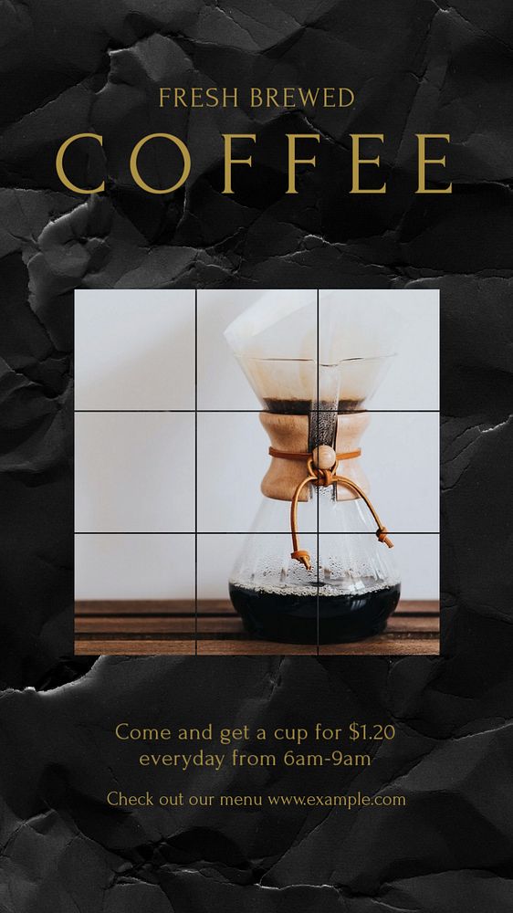 Fresh coffee Instagram story template, editable design