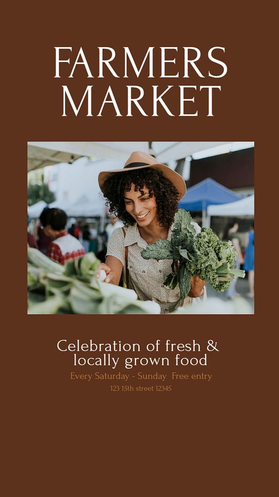 Farmers market Instagram story template, editable design