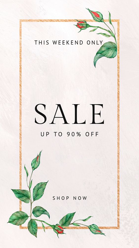 Botanical sale Facebook story template, editable design 