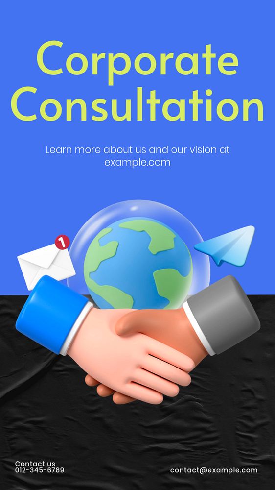 Corporate consultation Facebook story template, editable 3d design