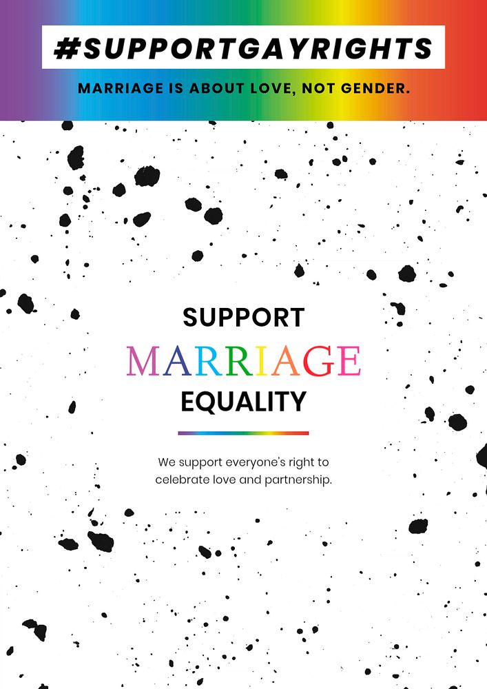 Marriage equality poster template, Pride Month editable campaign