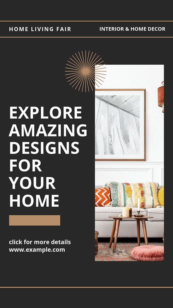 Home decor Instagram story template, editable design