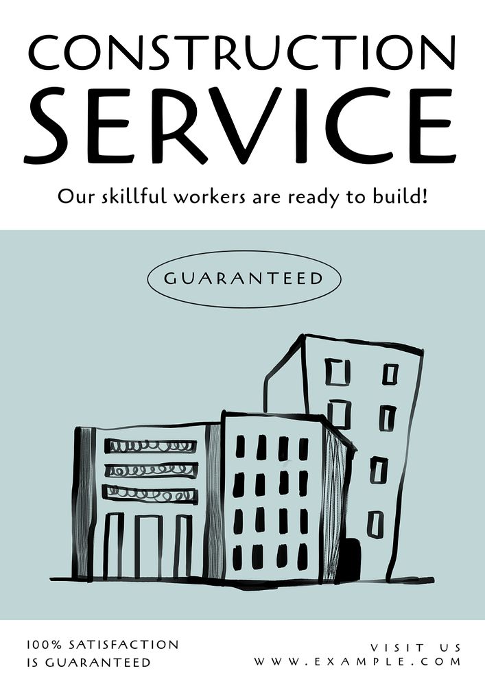 Construction service poster template, editable design