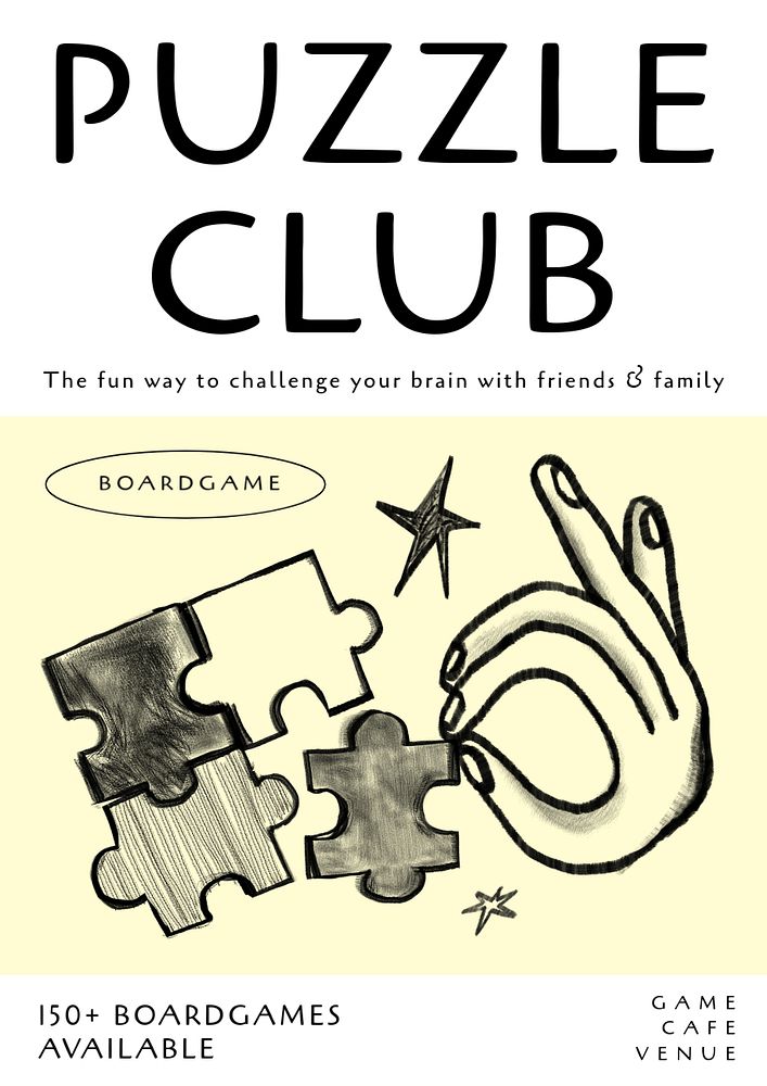 Puzzle club poster template, editable design