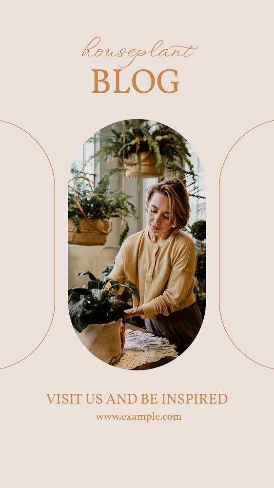 Houseplant lover blog Instagram story template, editable design