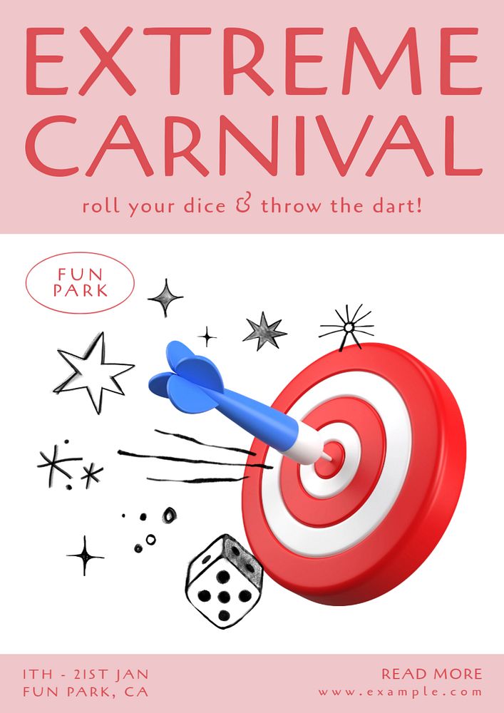 Extreme carnival poster template, editable design